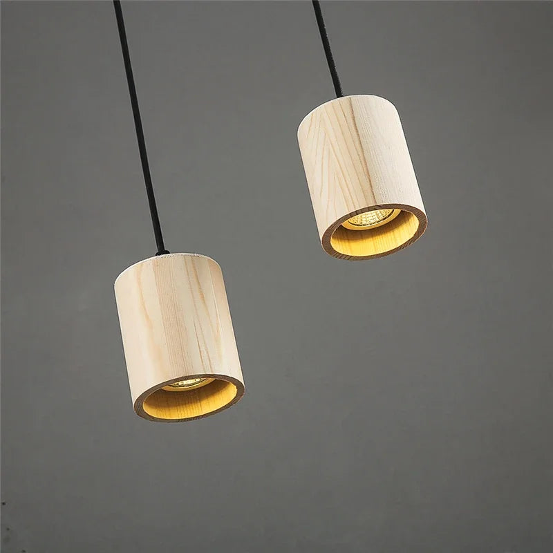 Modern Wooden Pendant Lights Nordic Simple Creative Solid Wood Lamps Bar Saloon Restaurant Home Art Pendant Lamp E27 Screw Mouth