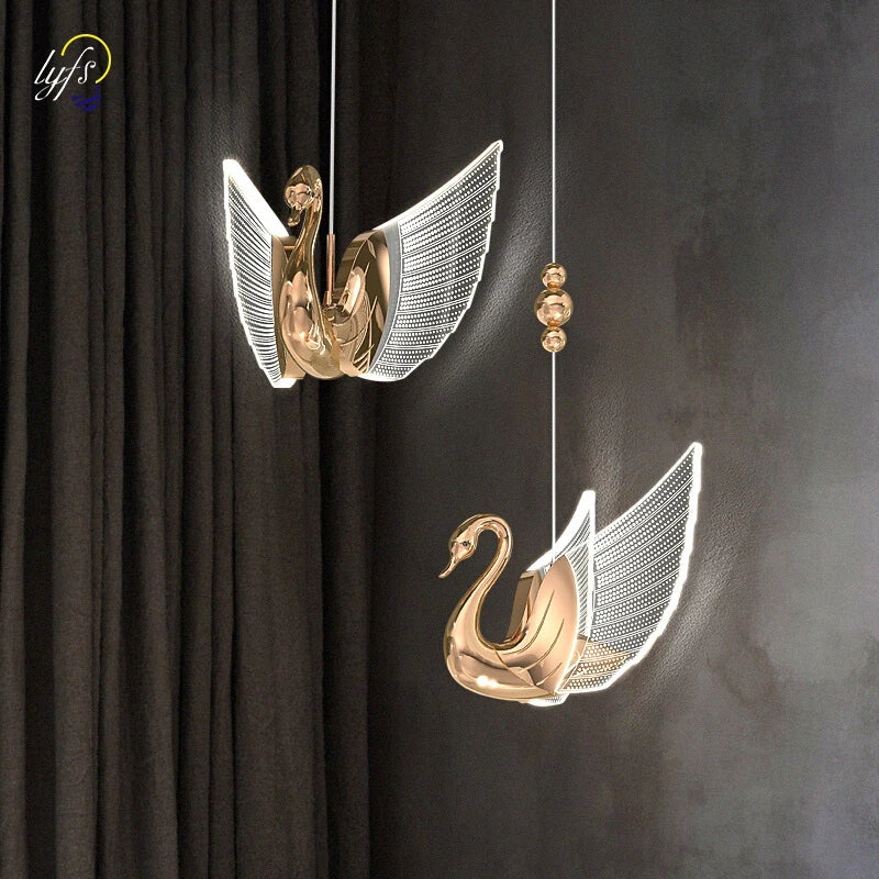 Swan LED Pendant Lights Indoor Lighting For Home  Dining Tables Living Room DecorationLight Bedside Bedroom Luxury Hanging Lamp