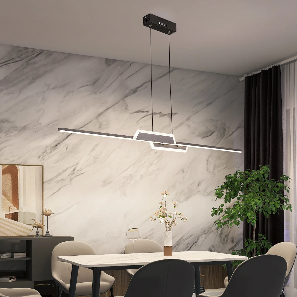 Gleam Modern Led Pendant Light Linear Hanging Lamp For Home Dining Room Kitchen Black Deco suspension Pendant Lamp Fixture