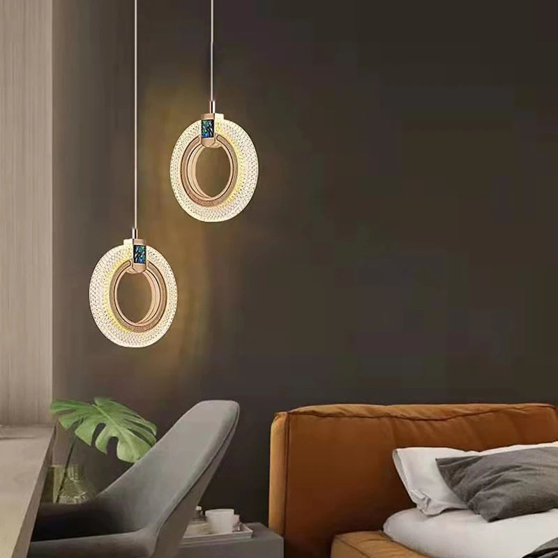 Fumi  LED Modern  Gold Pendant Lights,Minimalist Hanging Pendant Lighting Fixture for Bedroom,Kitchen Island,Dining Room,Entrywa