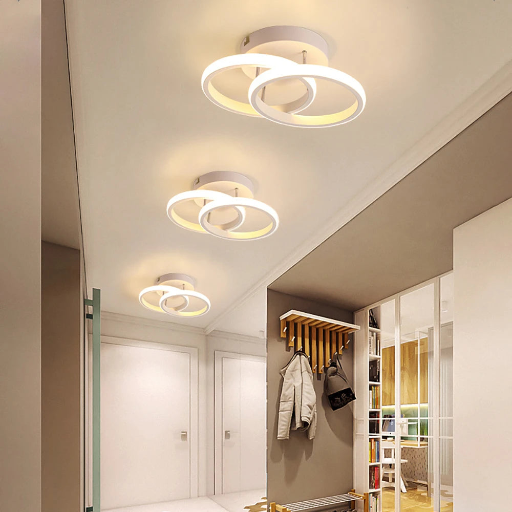 Modern LED Ceiling Light 2 Rings Creative Design Ceiling Lamp Indoor Lighting Fixtures Hallway Balcony Aisle Office Lustre