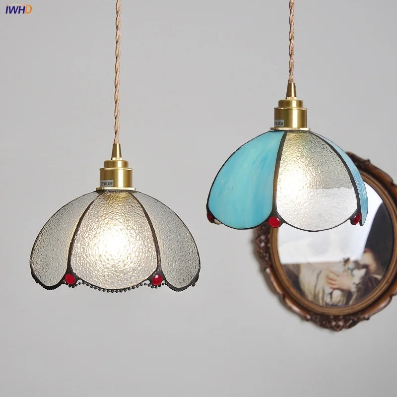 Glass Vintage LED Pendant Lights Reading Coffee Kitchen E27 Wire Adjustable  Home Decor Copper Socket Hang Lamp Hanglampen