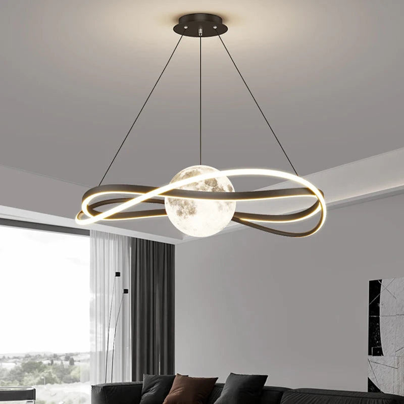 Minimalist Light Luxury Living Room Pendant Lights Post-modern Simple Restaurant Light Bedroom Full Spectrum Smart Chandelier