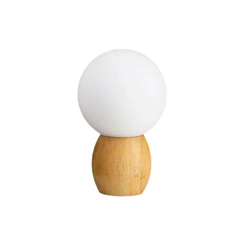 Nordic Wood table lamp milk white glass ball decor Bedroom bedside lamp Study Children's eye protection warm LED desk lamp