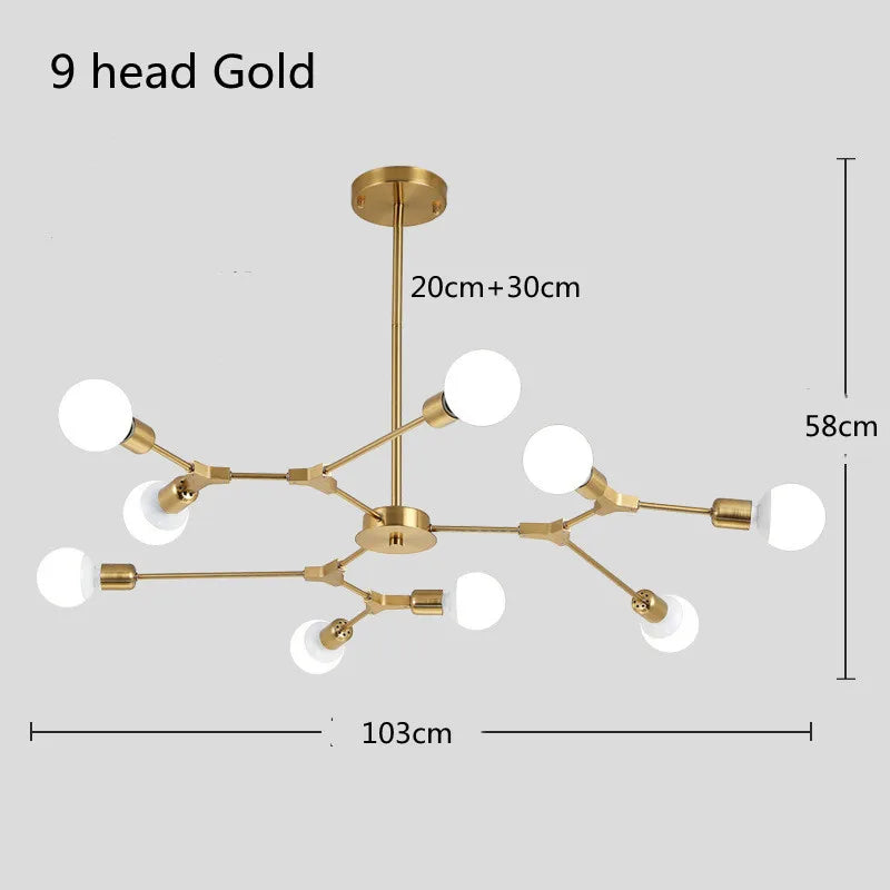 Decorations Living Room Chandelier Ceiling Light Bedroom Dining Room Restaurant Nordic Chandelier Iron Hanging Lamp AC110-240v