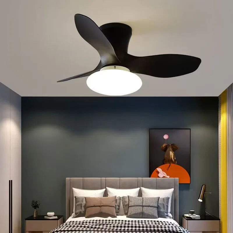 Ceiling Fan Lamp DC Motor Home Living Room Dining Room Low Floor Ceiling Fans Bedroom  Remote Control Led Reversible Fans lights