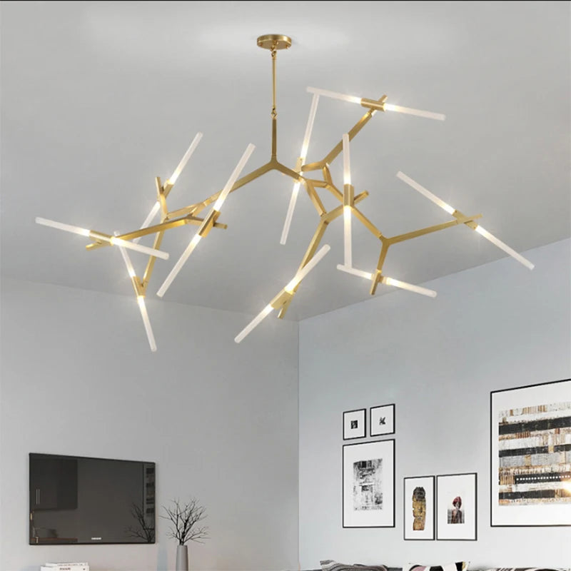 Creative Branch Chandelier Living Room Bedroom Dining Room Minimalist Chandelier Retro Luxury LED Lighting Decoration