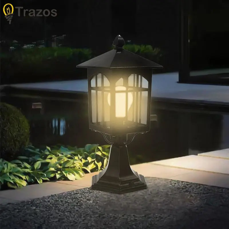 Modern European Style Column Lamp Cast Aluminum Acrylic Waterproof LED Outdoor Lamp Villa Garden Lamp Gate Black Lawn Lamp