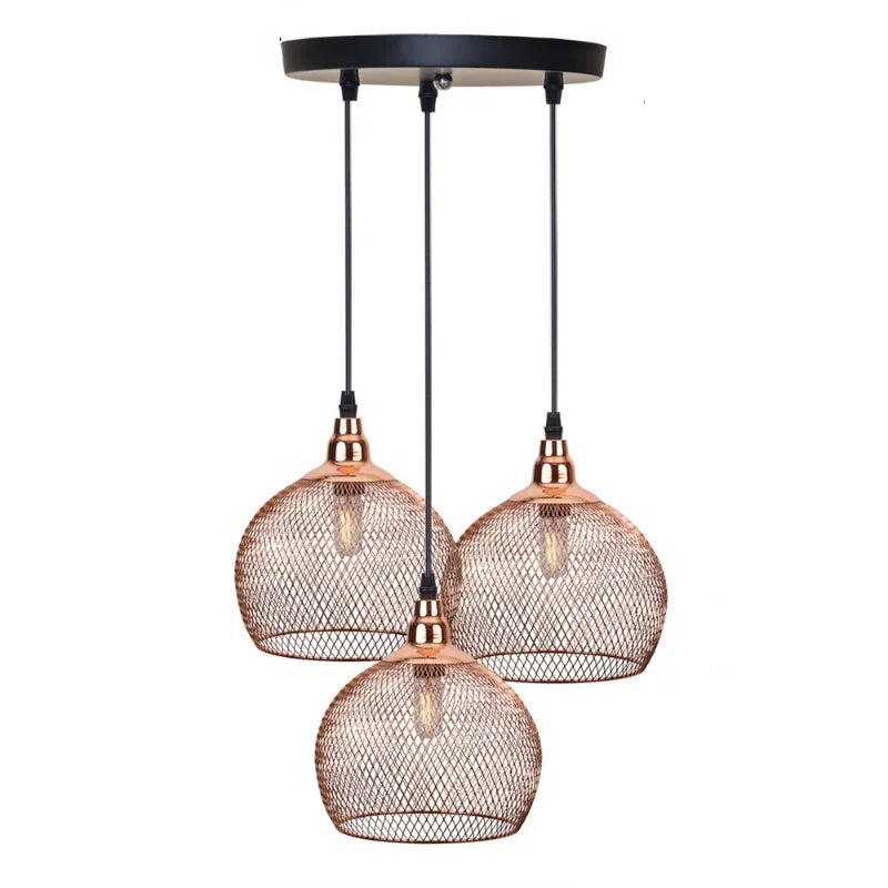 Nordic Restaurant Bar Lighting Living Room Walkway Retro Rose Gold Bird Cage Creative Light Fixture Modern Simple Chandelier