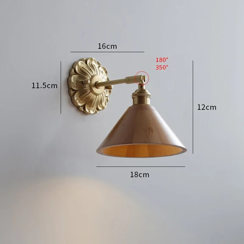 Walnut Wood LED Wall Lamps Sconce Home Decor Copper Base Bedroom Living Study Room Stair Light Wandlamp Applique Murale