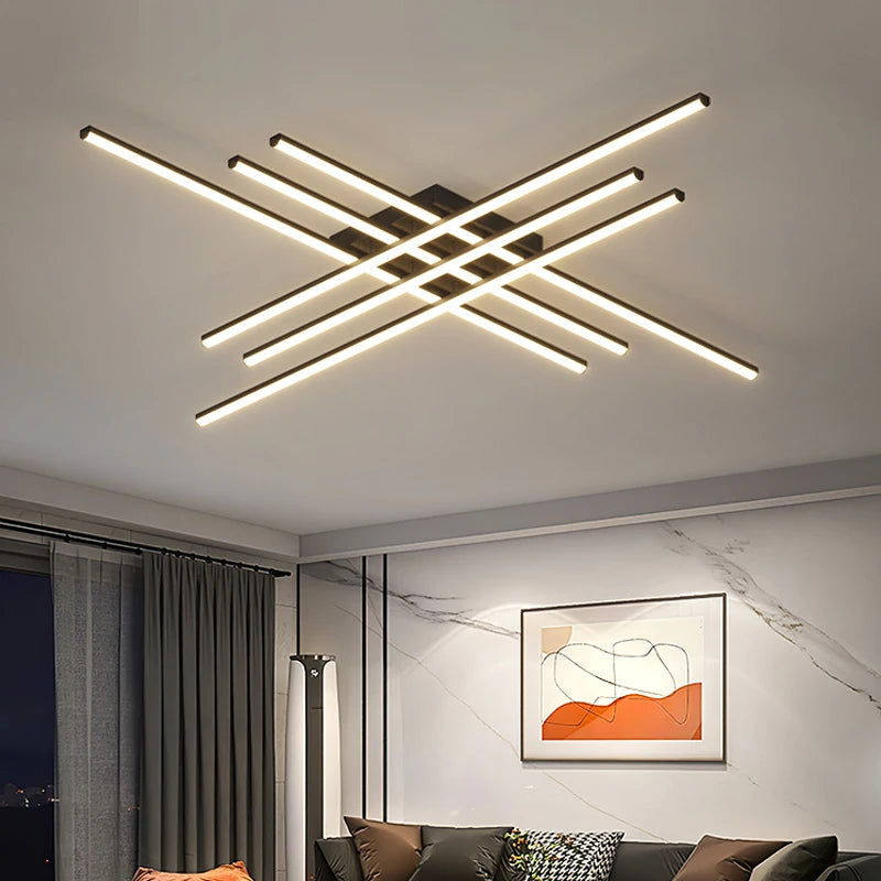 Modern Minimalist Living Room Ceiling Light Bedroom Long Line Light LED Chandelier Hall Bedroom Indoor Lighting Decoration