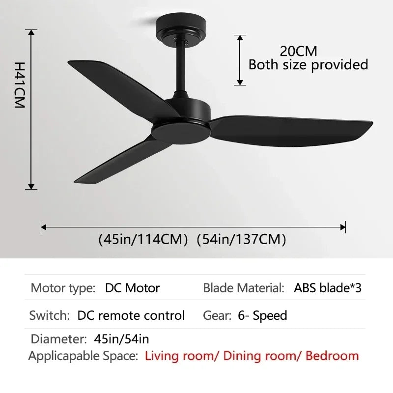 58Inch Black Ceiling Fan DC With Remote Control Americans Industry Commercial use Restaurant Strong Winds No Light Electric Fan