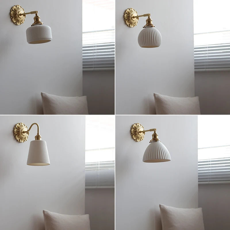 Wandlamp Ceramic Ball LED Wall Sonce Beside Lamp Copper Base Arm Adjustable Bathroom Mirror Stair Light Applique Murale