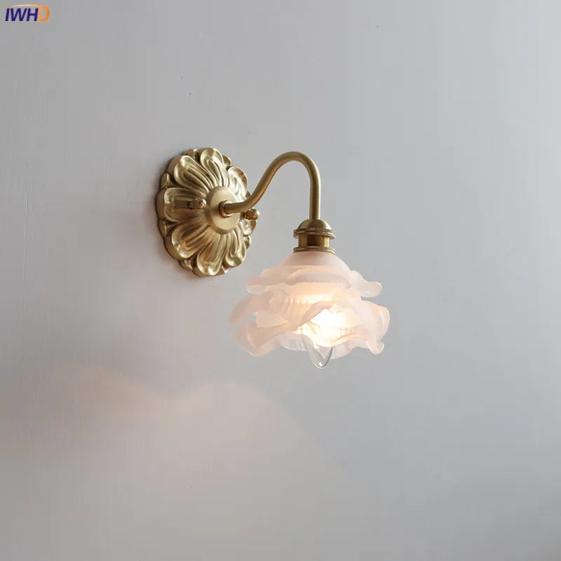 Frosted Glass LED Wall Light Switch Socket Home Decor Indoor Lighting Living Room Bedroom Beside Lamp Copper Lampara Pared