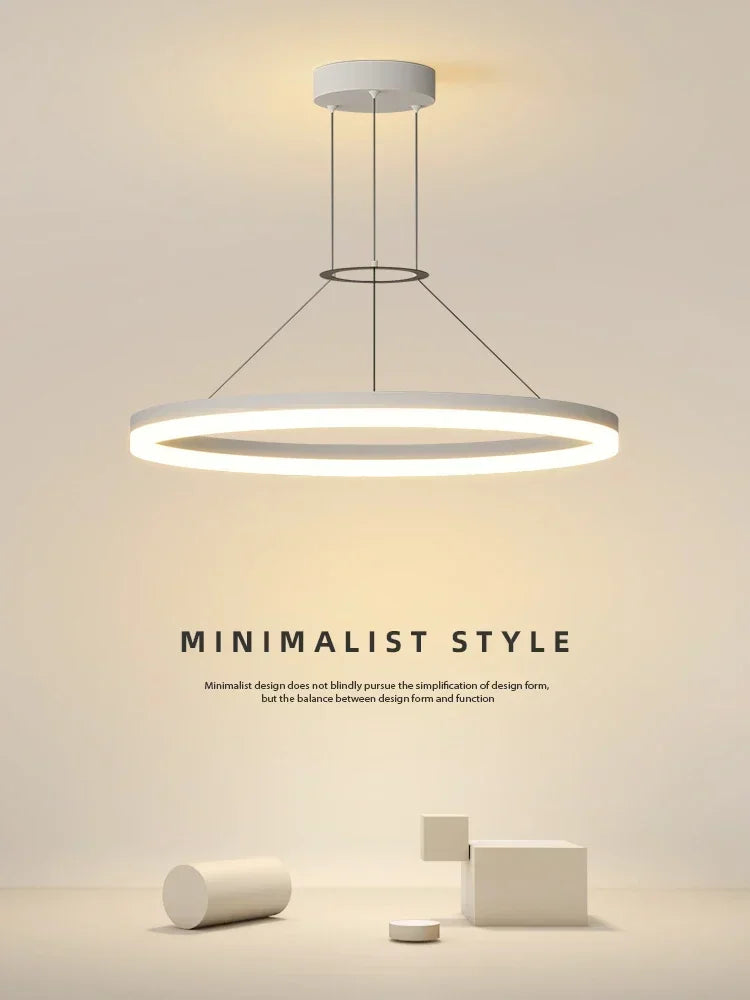 Minimalist Led Pendant Lamp For Modern Living Room Bedroom Dining Kitchen Black Ring Hanging Ceiling Chandelier Lighting Fixture