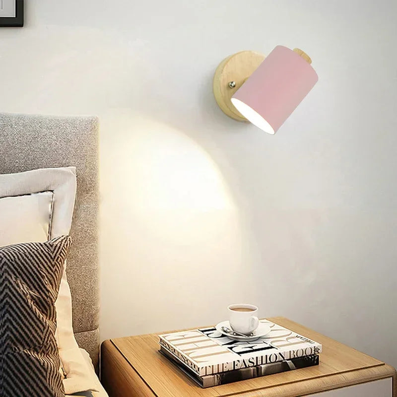 Nordic Wall Light Bedside Wall Lamp With Switch EU/UL Plug Macaron Gu10 Luster Sconce Study Bedroom Modern DecorLighting Fixture