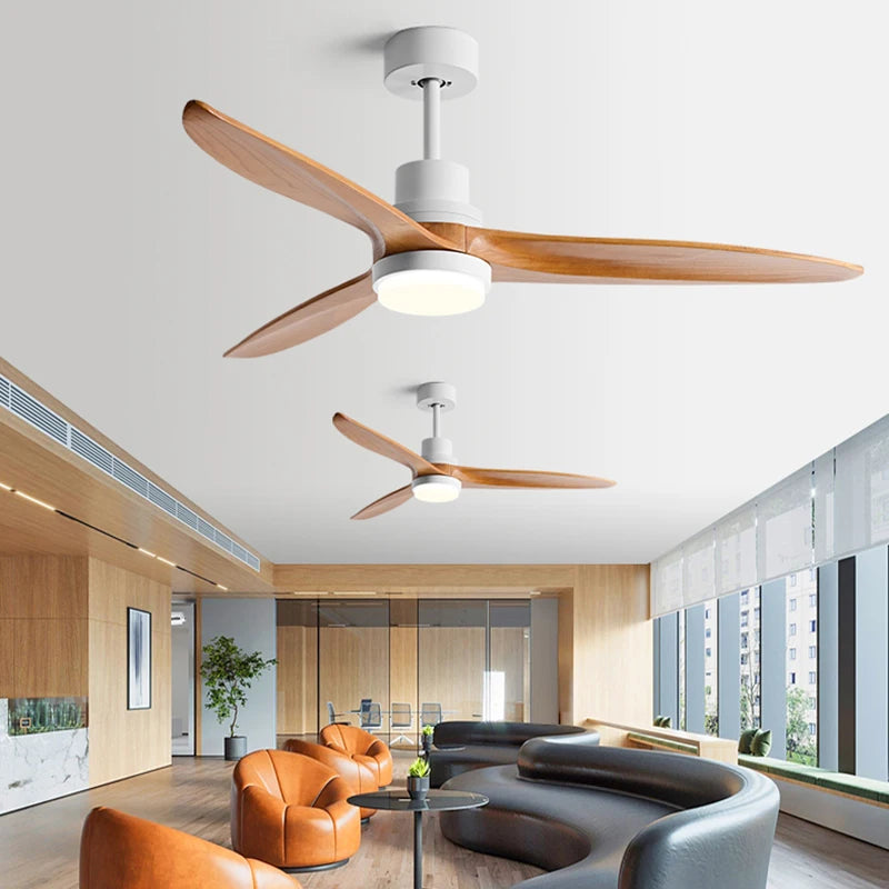 52 Inch Ceiling Fan Industrial Vintage Wooden Ventilator No Light Remote Control Decorative Blower Wood Retro Large Fans