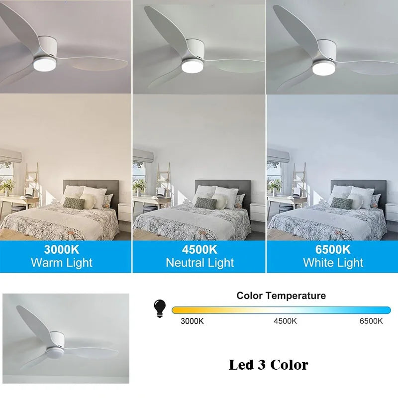 Ceiling Fans With Light No Light  DC Motor 6 Speeds Timing Fans 20CM Low Floor Loft Remote Control Decorative Led Fan With Light