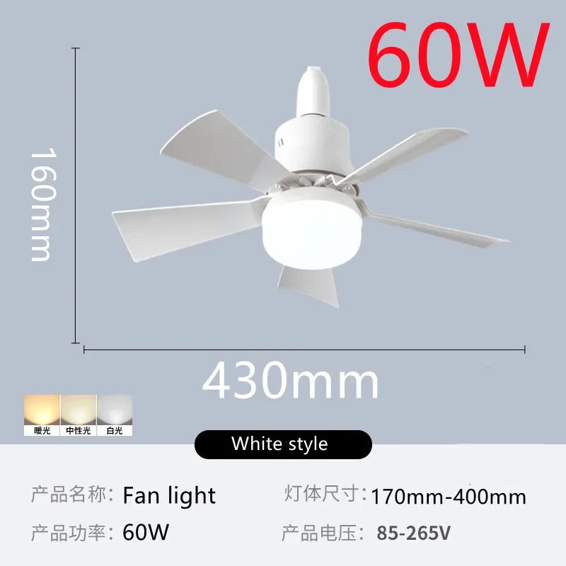 HHLZYH LED 60W ceiling fan light LED fan ceiling light with remote dimming function suitable for living room study and home use