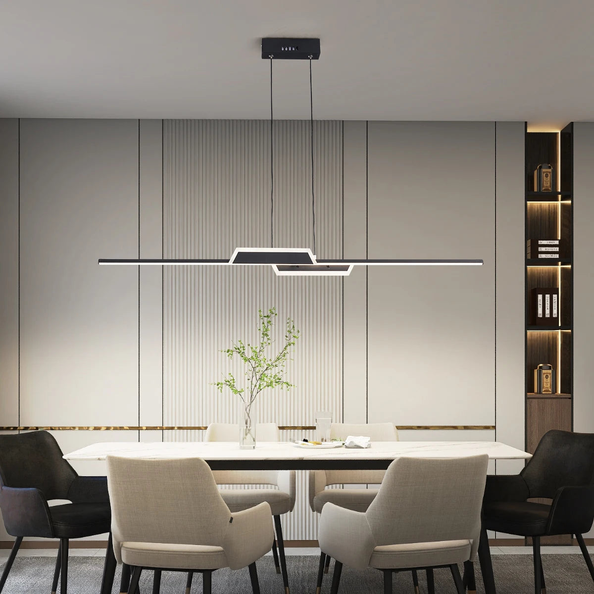 Gleam Modern Led Pendant Light Linear Hanging Lamp For Home Dining Room Kitchen Black Deco suspension Pendant Lamp Fixture