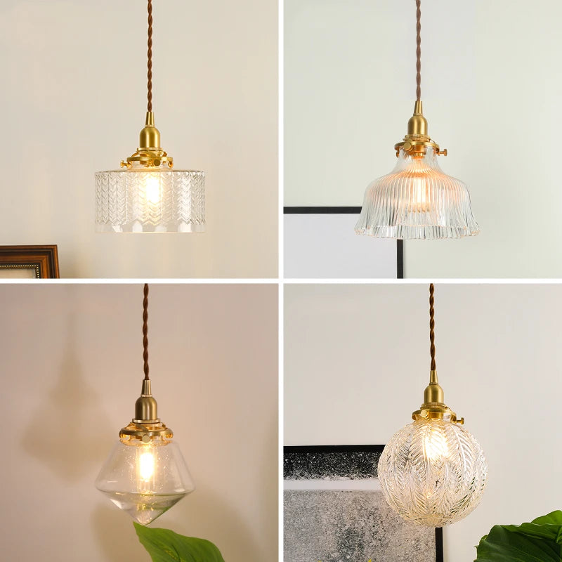 Clear Glass LED Pendant Light Fixtures Home Indoor Decor Bedroom Living Room Copper Nordic Modern Hanging Lamp Luminaria