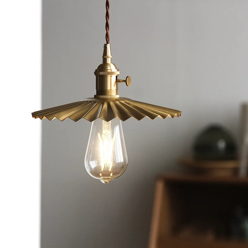 Nordic Copper LED Pendant Lighting Fixtures Knob Switch Beside Bedroom Dinning Living Room Lights Modern Hanging Lamp