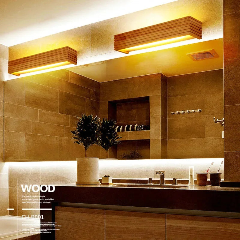 Wood LED Wall Lamp Bedroom Modern Wall Light Bedside Sconces Indoor Lighting Home Decor for Living Room Study Room Stairs