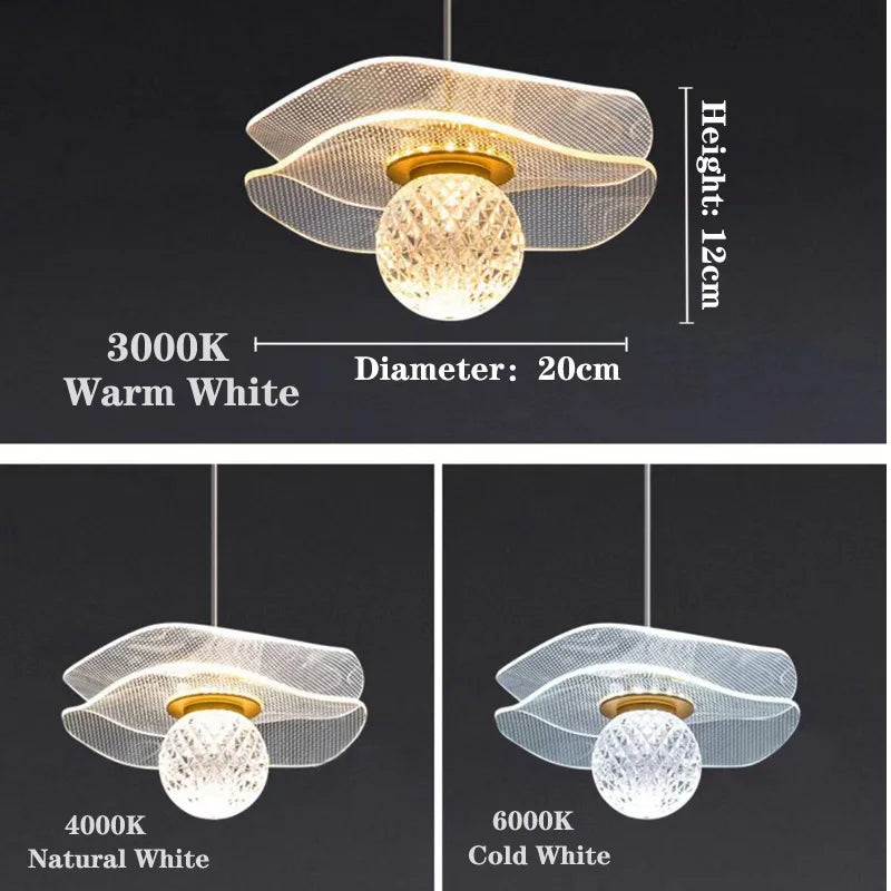 Modern simple lotus leaf pendant lamp can be customized LED crystal pendant lamp at the bedside of the restaurant bar stairs