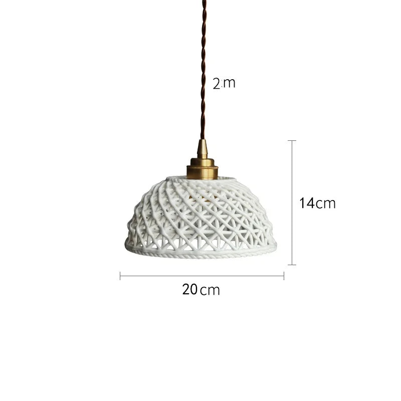 Bule Ceramic Modern LED Pendant Lamp Beside Bedroom Restaurant Cafe Bar Copper Nordic Hanging Light Luminaira Lighting