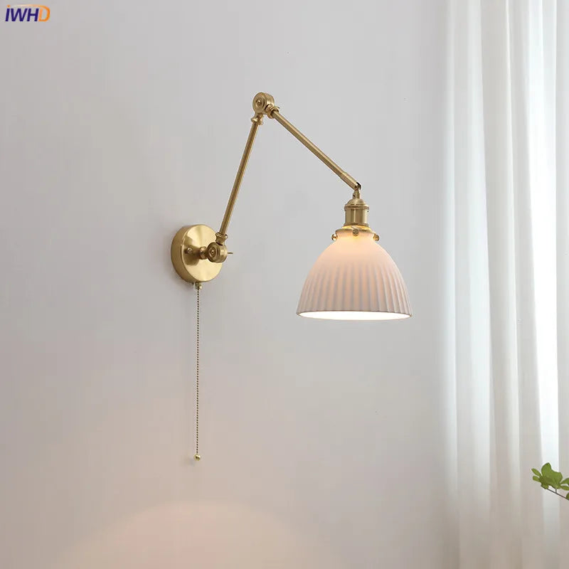 Nordic Modern Ceramic LED Wall Lamps Sconce Pull Chain Switch Bedroom Bathroom Mirror Stair Light Up And Down Luminaira