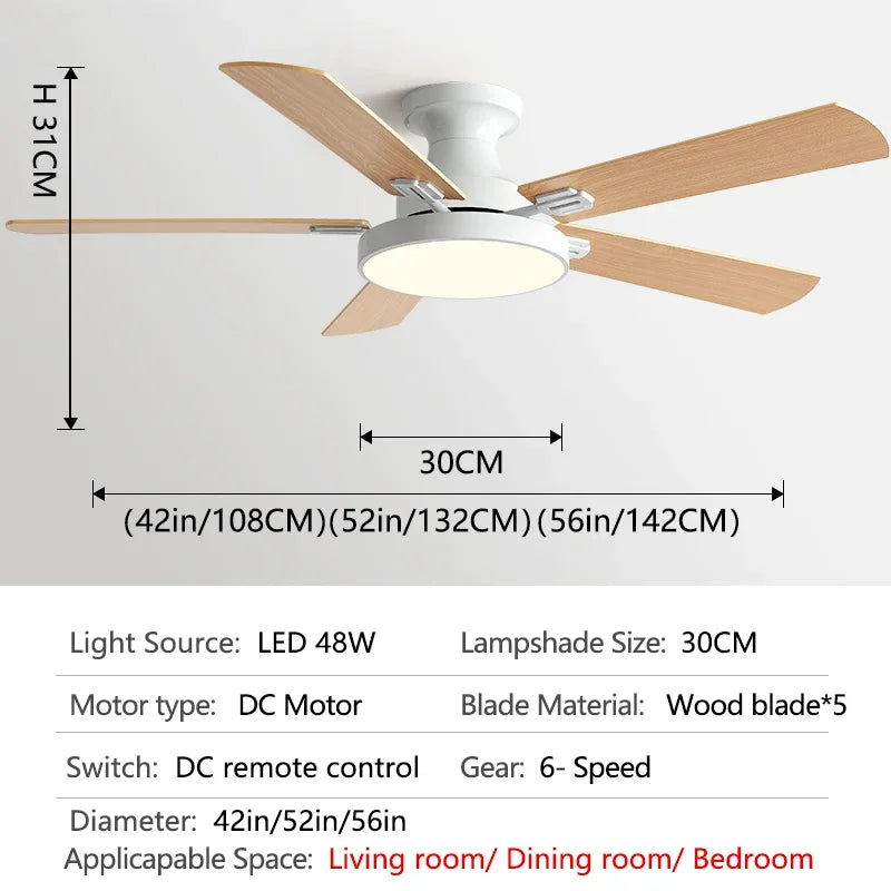 56Inch Fan Llights 2023 Year New Style Low Floor Ceiling Fan Light Living Room Indoor With Fan Chandelier 110V 220V