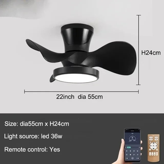 90-240V 32 Inch Small Ceiling Fan Lamp Dining Room Bedroom Ceiling Fan Light With Remote Control 6 Speed Fan Pendant Light