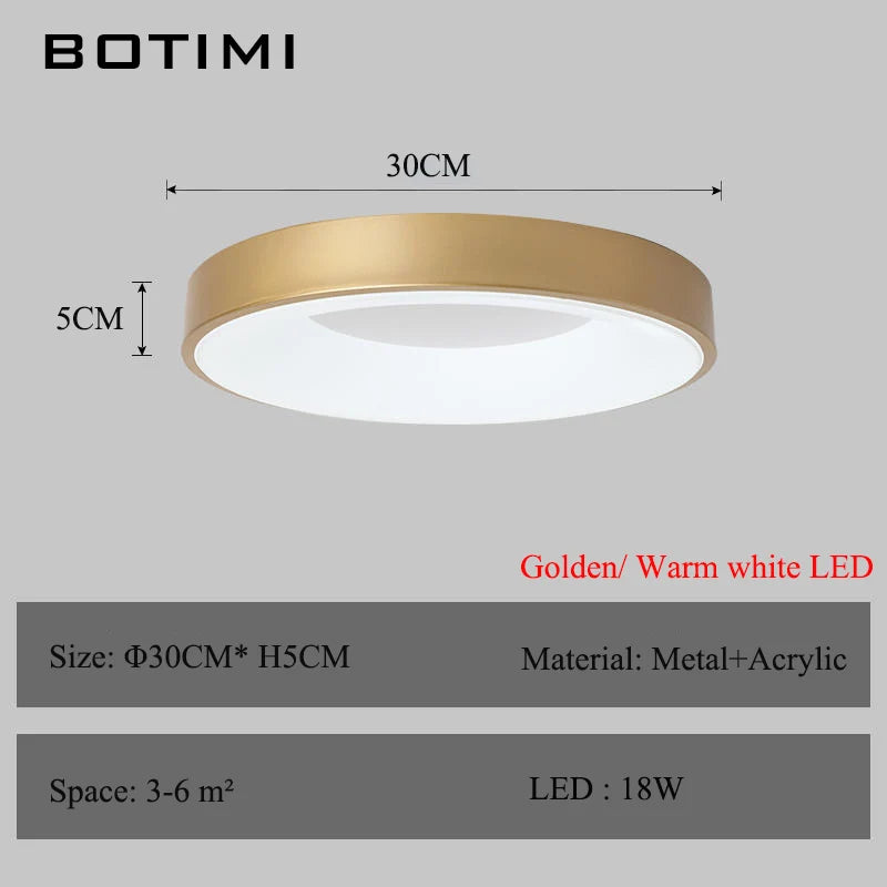 30CM Round Metal Ceiling Lights For Corridor Modern Surface Mounted Bedroom Lighting Gray/Black/White/Golden Ceiling Lamp