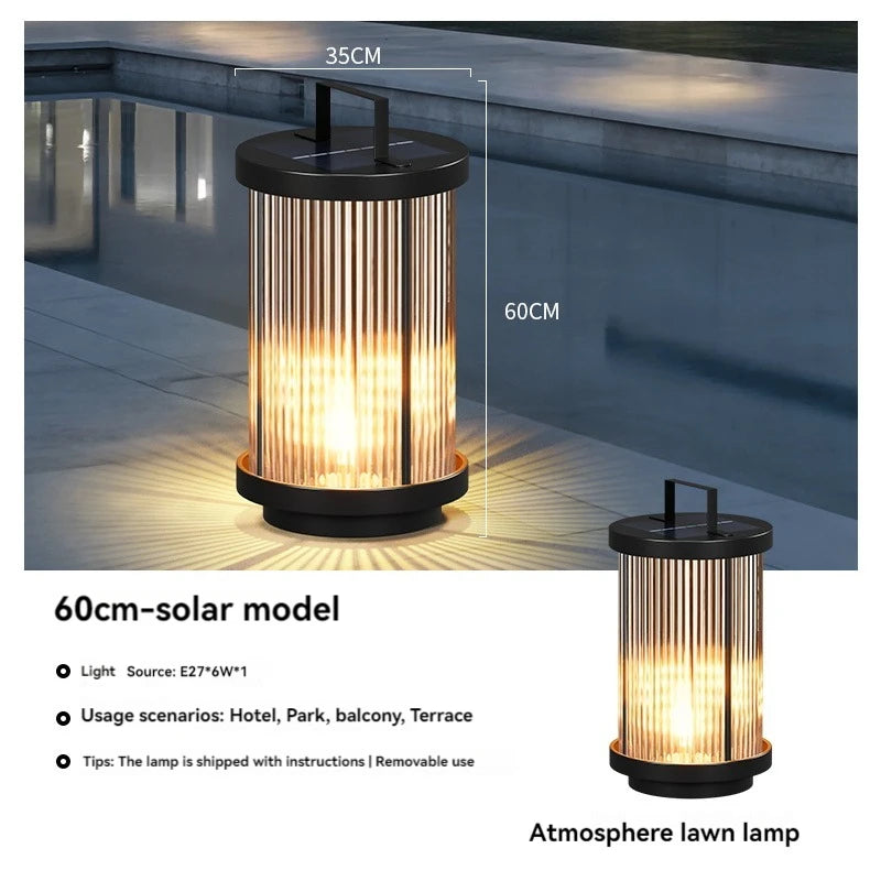 Outdoor Waterproof Solar Garden Lamp Glass Lantern Garden Floor Lamp Street Lamp Villa Courtyard Lawn Light