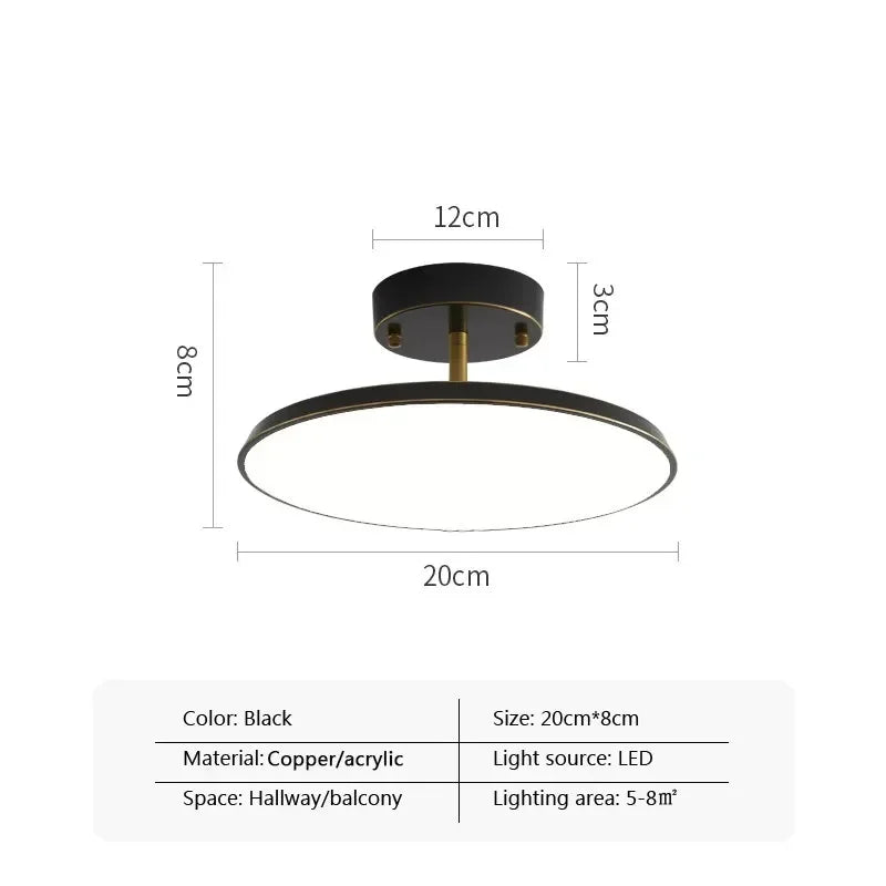 Modern LED Ceiling Light Minimalist Black Gold Rotatable Copper Lamps For Bedroom Living Room Entrance Hall Hallway Illumination