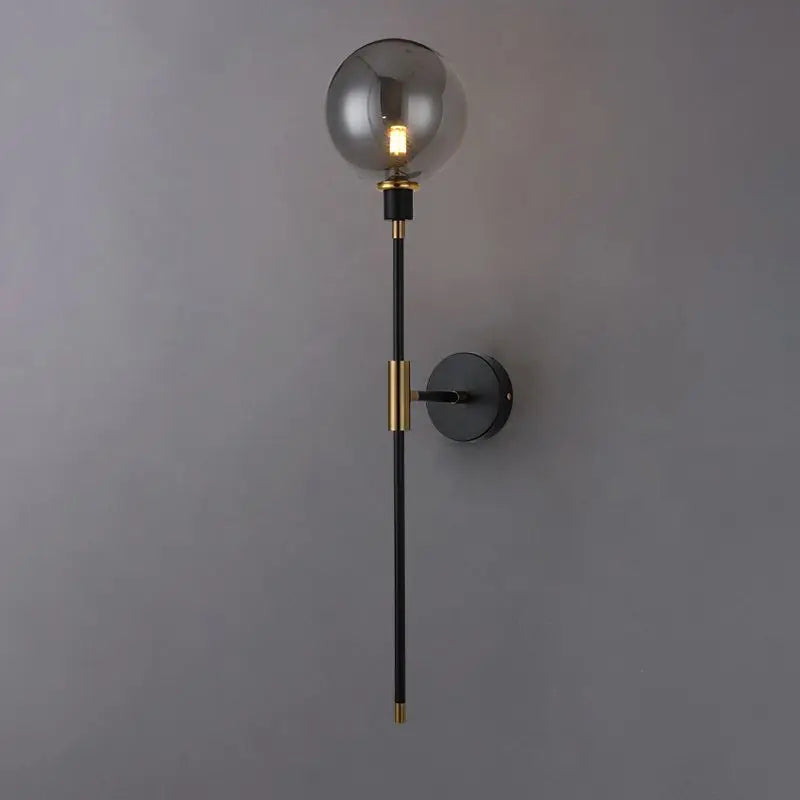 Modern Led Wall Lamp Black Iron Glass Ball Wall Lamps For Living Room Bedroom Loft Decor Nordic Home Bedside Wall Light Fixtures