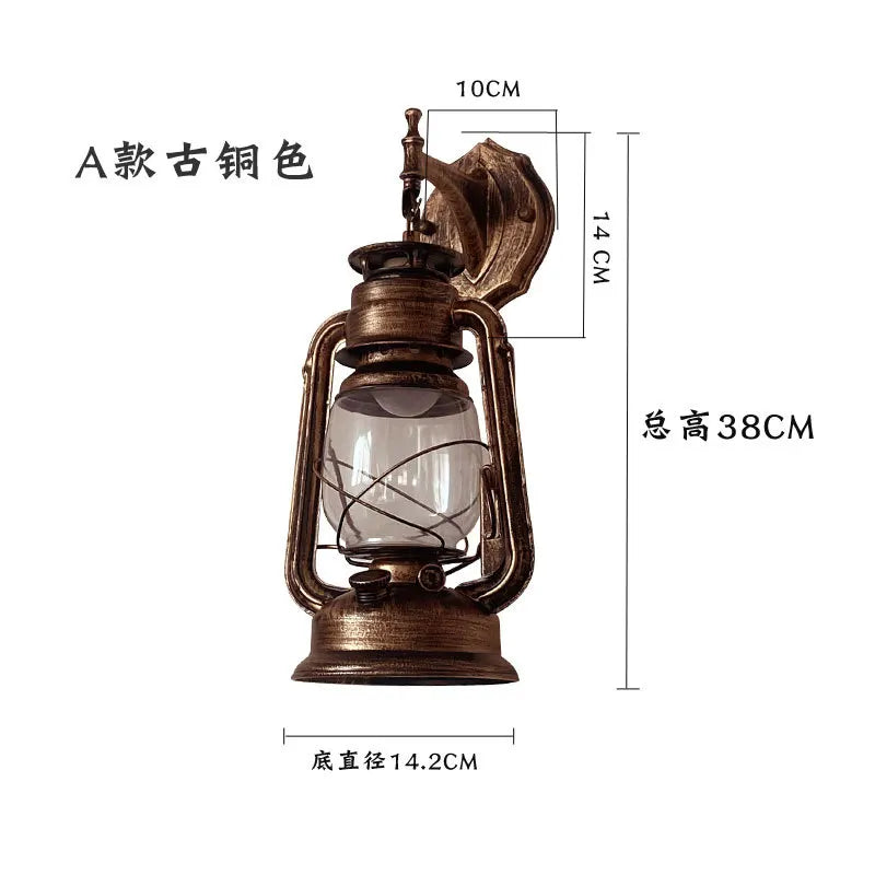 Chinese Restaurant Corridor Wall Lamp Old Style Kerosene Retro Horse Lamp Iron Art European Style Antique Decorative Lamp