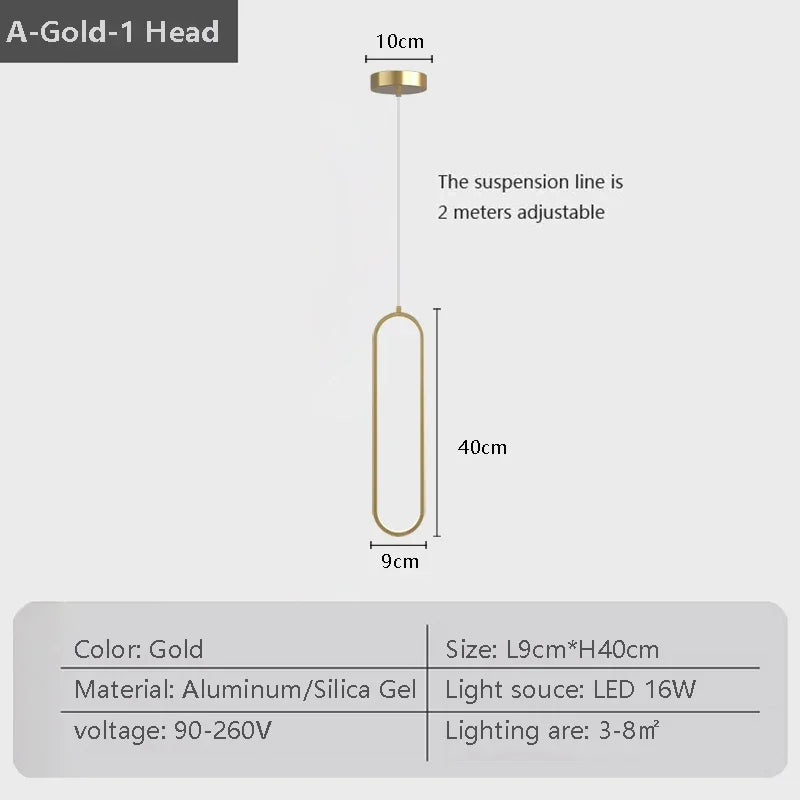 Modern LED Pendant Light Black Gold Bedside Lighting Lamp Living Room Dining Room Bedroom Hanging Lamps Decor Led Fixtrue Lustre