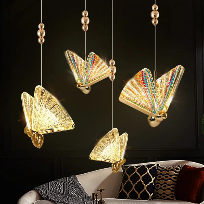 Butterfly Led Pendant Lights Hanging Lamp Indoor Lighting For Bedside Living Dining Room Kitchen pendente iluminação Light