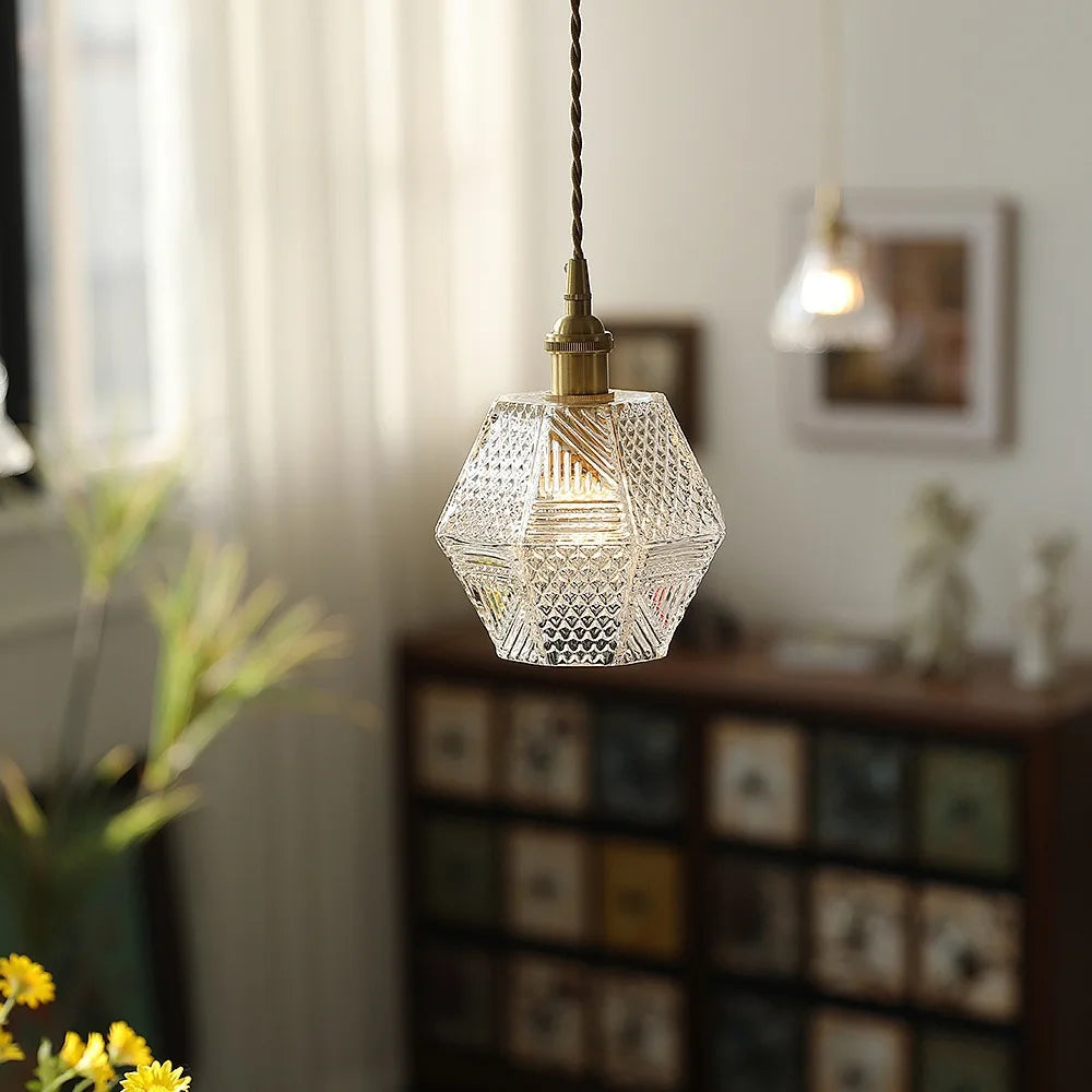 Clear Glass LED Pendant Lights For Home Indoor Decor Copper Socket Bedroom Living Room Light Nordic Modern Hanging Lamp