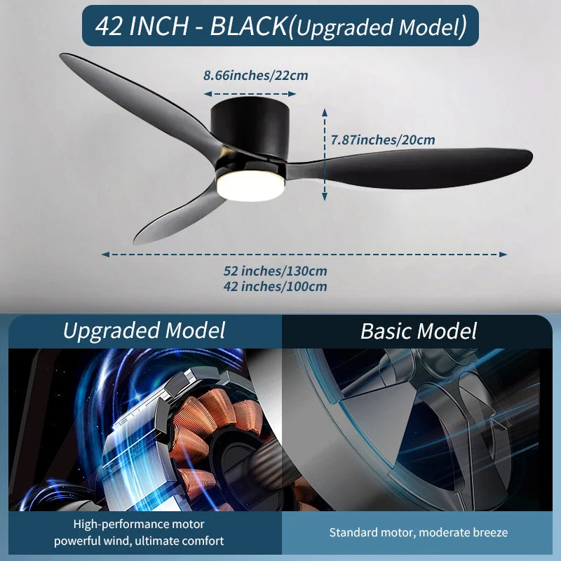 Ceiling Fan White Low Floor Ultra Thin 17cm DC Ceiling Fan With Remote Control Simple Ceiling Fans With Light