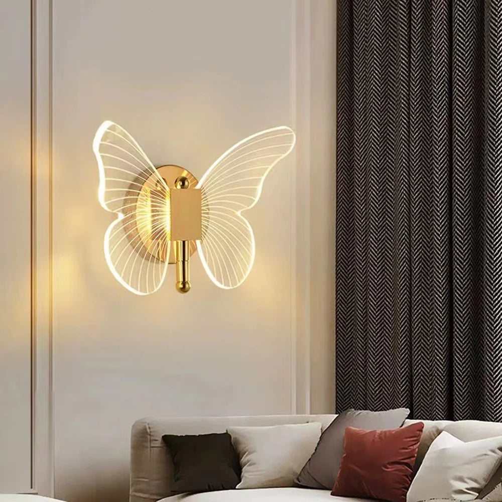 LED Butterfly Wall Lamp Indoor Lighting Home Bedroom Modern Butterfly Wall Lamp Creative Living Room Decoration Ceiling Light