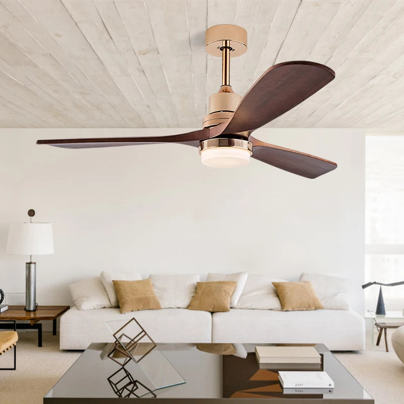 Real Wood Blades Ceiling Fan with Light Modern LED 26W  High Power DC Motor Ideal for Bedroom and Living Room