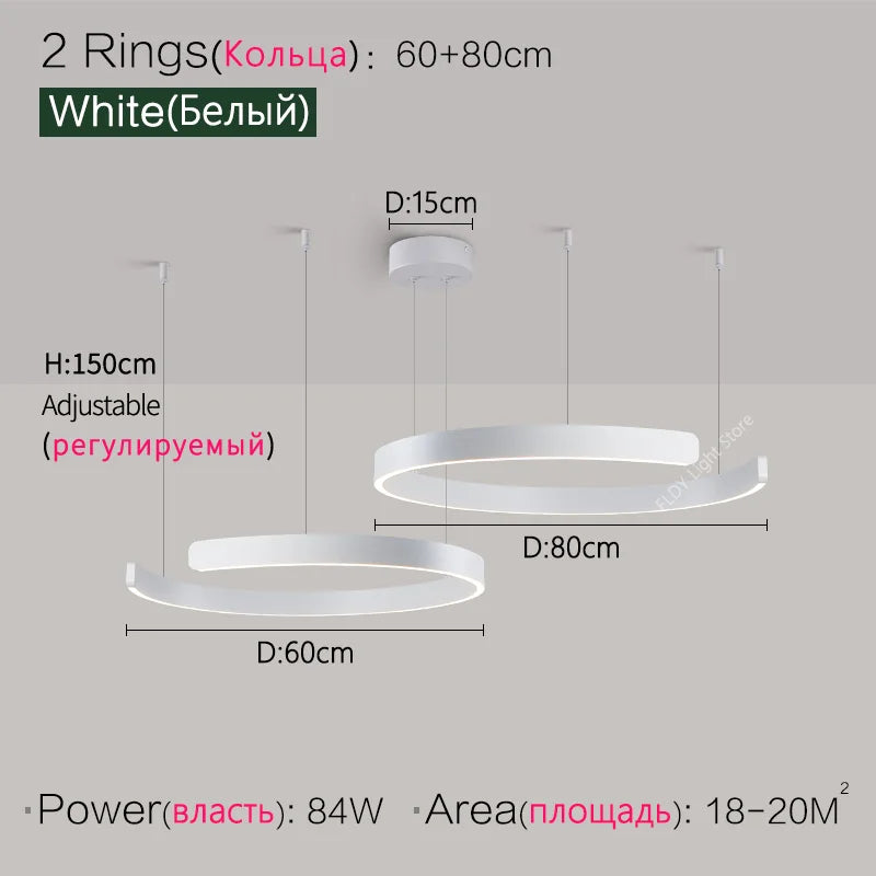 Ceiling lights living room dining room bedroom kitchen light Nordic modern chandelier simple ring light led pendants round lamps