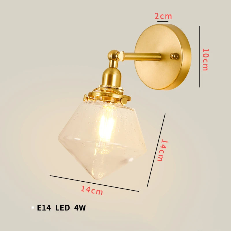 Clear Glass LED Bathroom Mirror Light Pull Chain Copper E14 Bedroom Living Room Nordic Modern Wall Lamp Beside Wandlamp