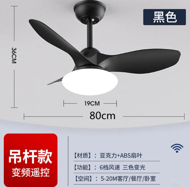 Ceiling Fan Lamp DC Motor Home Living Room Dining Room Low Floor Ceiling Fans Bedroom  Remote Control Led Reversible Fans lights