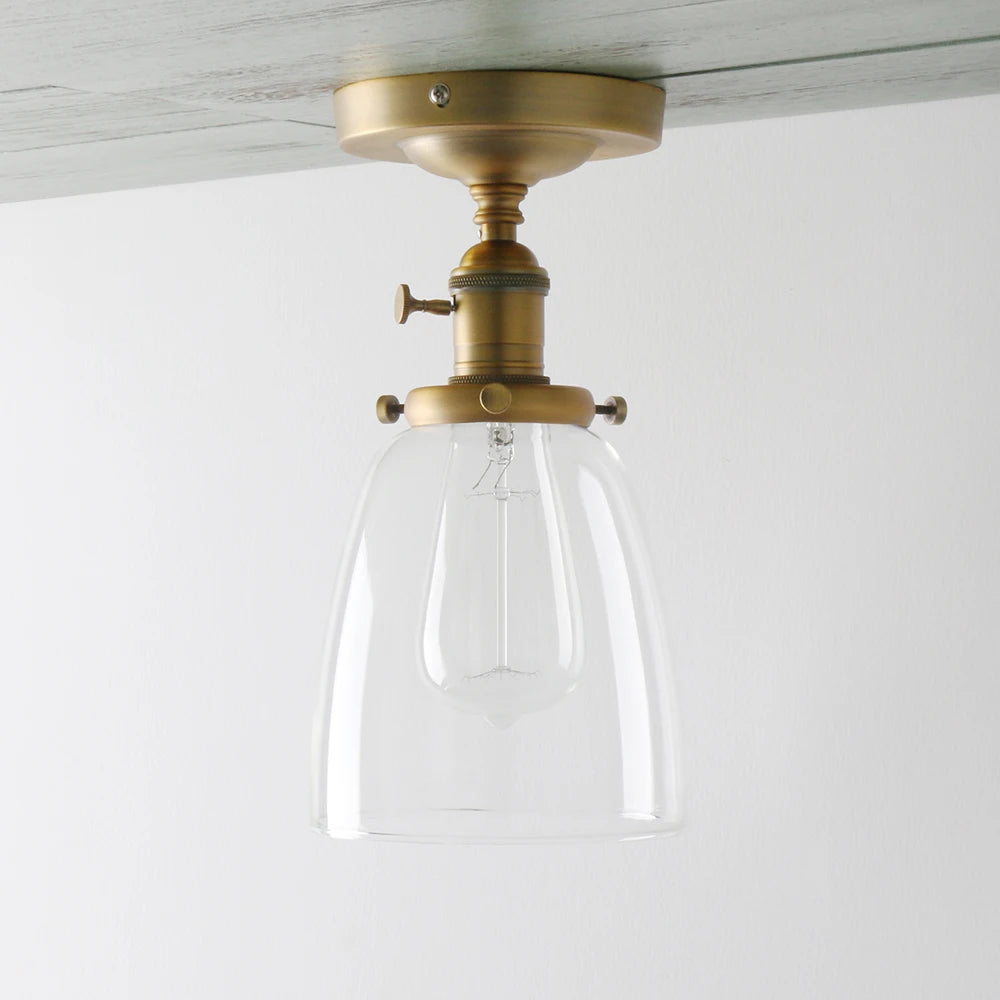 ceiling light oval transparent glass lampshade, glass ceiling light in the laundry room living room cafe bar