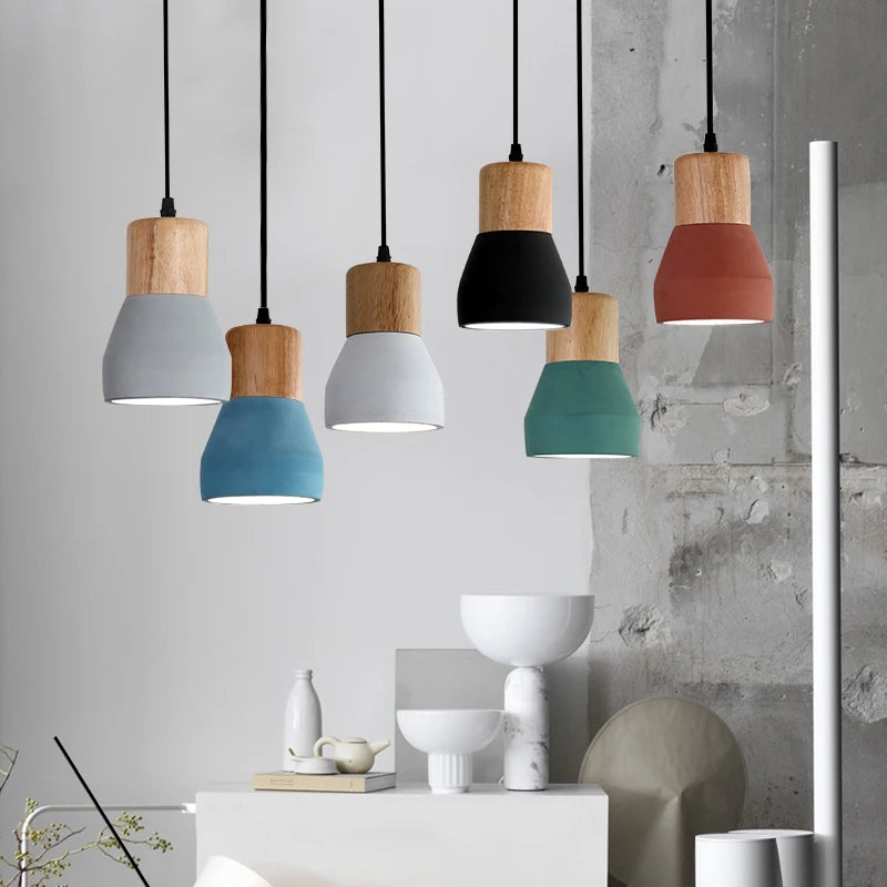 6 Colors Nordic Modern LED Pendant Lamp Beside Bedroom Aisle Balcony Dinning Living Room Lights 4W Cement Hanging Light