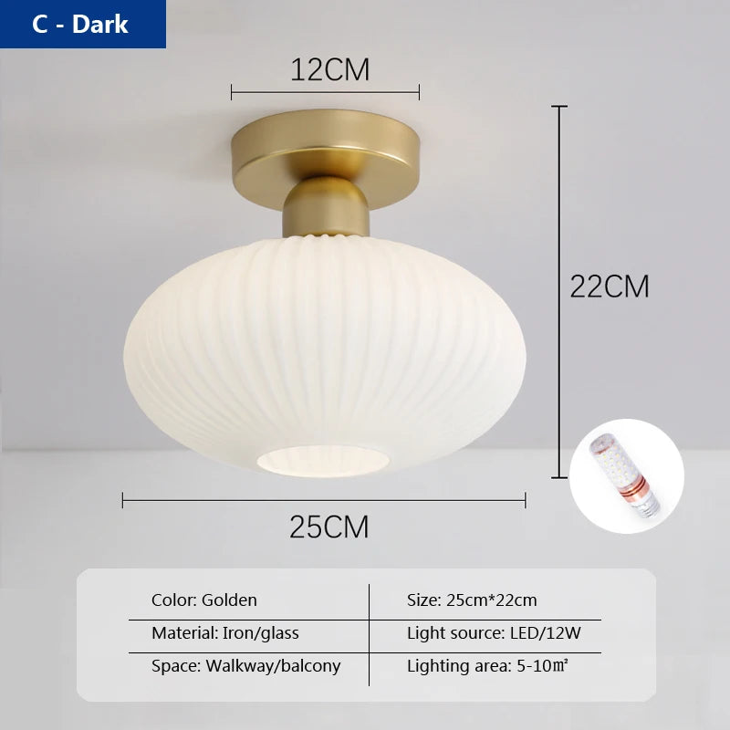 Nordic ceiling light glass lamp balcony home checkroom light luxury American simple corridor entrance hallway aisle light