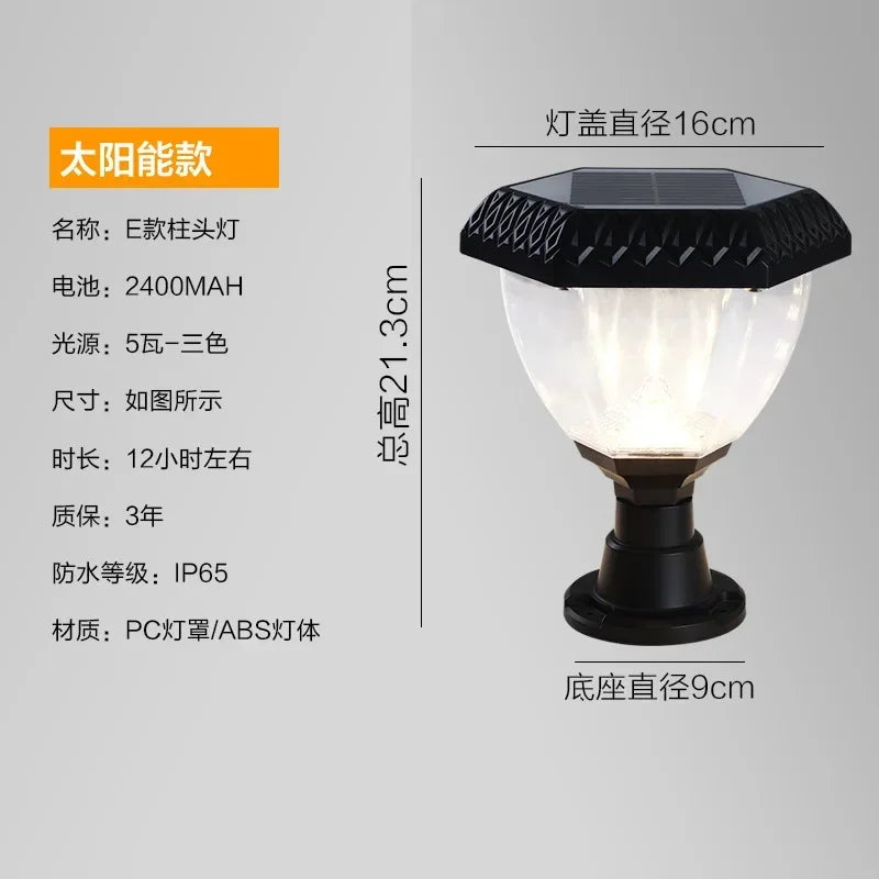 New Wireless LED Solar Garden Courtyard Light Outdoor Waterproof Pillar Head Ground Insertion Lawn Light Street Light